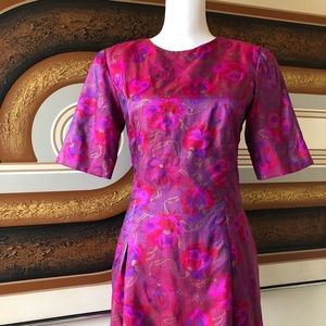 Vintage Handmade Thai Silk Floral Dress